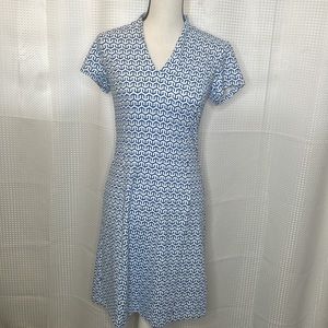 J McLaughlin Ivana Sheath Dress Catalina Cloth Blue & White Sz XS